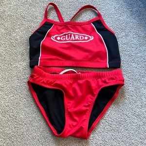 Brand new lifeguard swimsuit. Black and red
